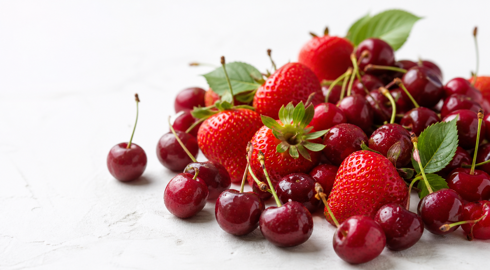 Fresh summer cherries and strawberries